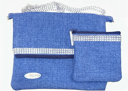 Blue Luxe Chain Clutch Set